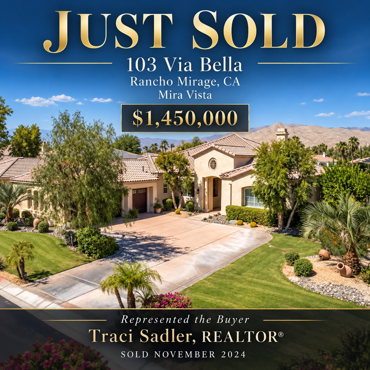 Recently sold Coachella Valley home represented by Traci Sadler REALTOR®